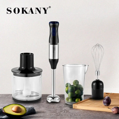 Sokany Powerful 4 in 1 Stick Hand Blender Set Stainless Steel Immersion Chopper Beaker Electric Whisk For Kitchen Baby Food