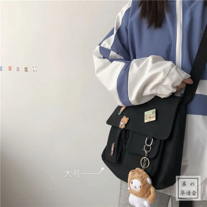 Japanese Harajuku Cute Retro Girl Messenger Shoulder Bag Purse Canvas Student School Female Women