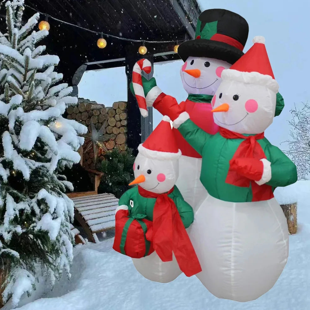 6FT/1.8M Christmas Decoration Inflatable Snowman Family with LED Lights for Xmas Party Indoor Outdoor Courtyard Props Ornament