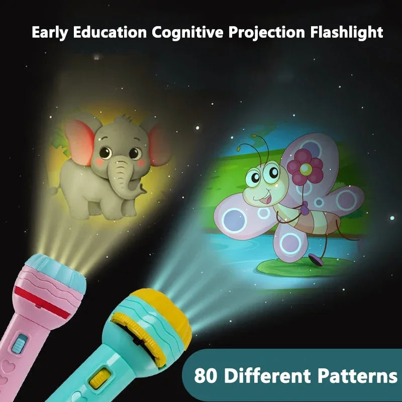 Baby Projector Torch with 80 Patterns Child Projection Flashlight Toy Bedtime Story Book Early Education Projection Luminous Toy