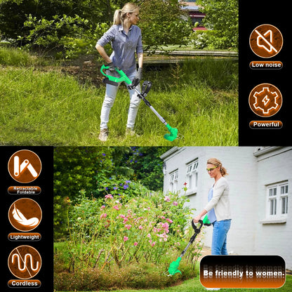 Tegatok Battery Powered, 4-in-1 Home Cordless Electric Weeder, 1 2.0AH Lithium ion Battery,Home, Work, Countryside Tools.