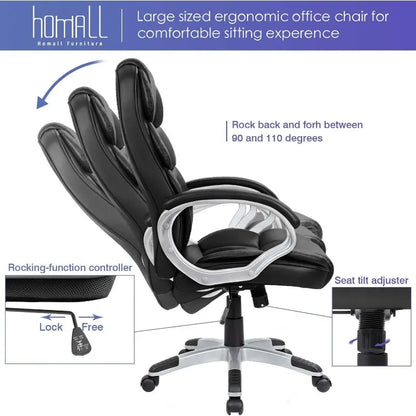 Homall Office Chair High Back Computer Desk Chair , PU Leather Adjustable Height Modern Executive Swivel Task Chair