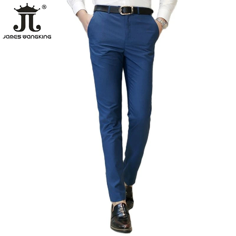 M-6XL Men's Fashion Boutique Business Office Suit Pants Male Pure Color Casual Pants Formal Groom's Wedding Dress Pants Trousers