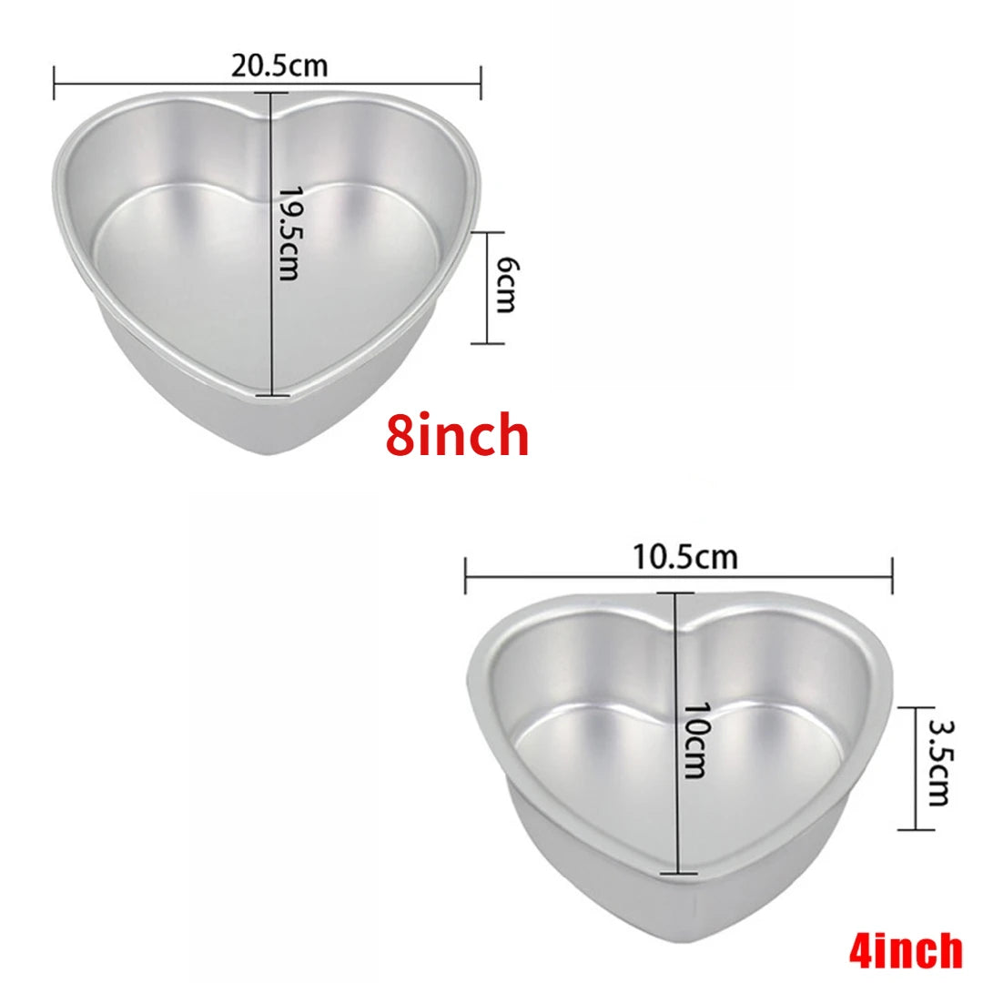 3/4/5/6/7/8/10inch Aluminum Alloy Cake Molds Heart Shaped Pans A Removable Bottom Baking Mould Tool for Muffin Cake Bread Cheese