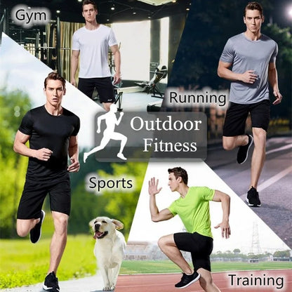 NO LOGO Men's Quick Dry Short Sleeve Gym Running Moisture Wicking Round Neck T-Shirt Training Exercise Gym Sport Shirt Tops