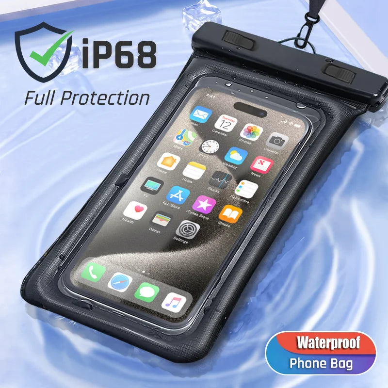 Universal IP68 Waterproof Case For iPhone 15 14 13 12 11 Pro Max Xiaomi 14 Plus Samsung S24 Ultra Air Bag Cover Phone Accessory