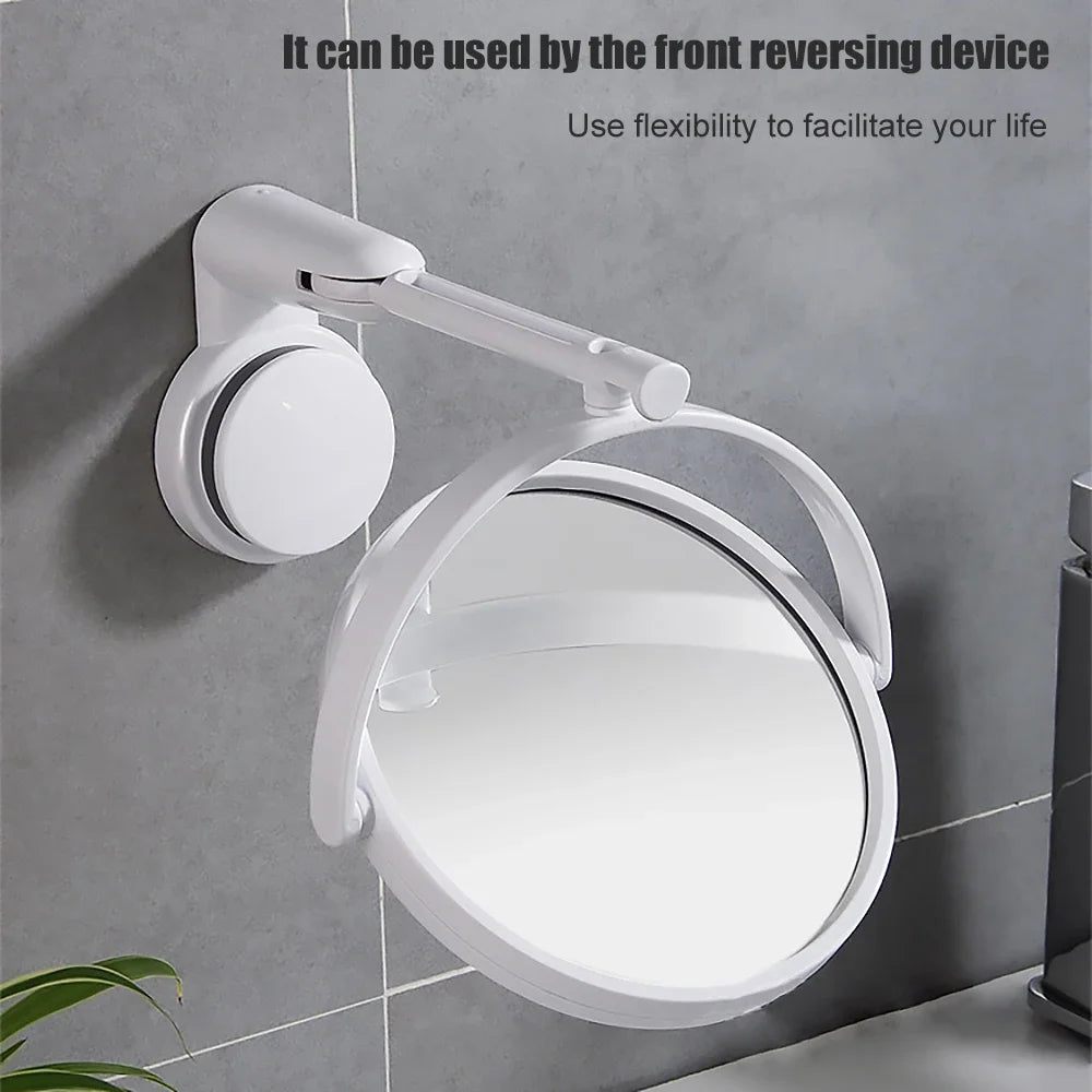 Wall Mounted Foldable Extending Arm Bathroom Mirror with Swivel Suction Double Sided for Cosmetic Makeup No Drill Required