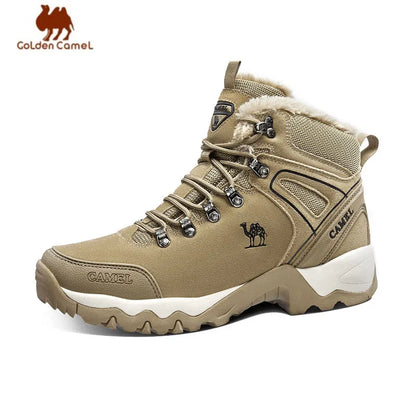 GOLDEN CAMEL Outdoor High-top Hiking Shoes For Women Snow Boots Winter Warm Plus Wear-resistant Non-slip Trekking Shoes For Men