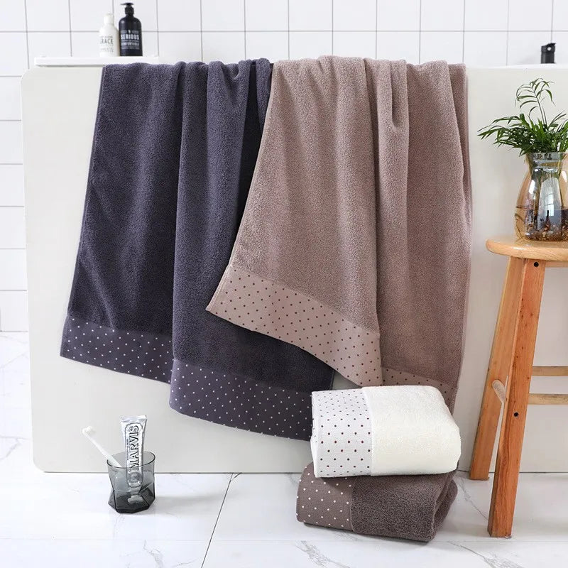 140x70cm Large Bathroom Towel 100% Cotton Dots Design Bath Shower Towel Cover Soft Gift Absorbent Towel For Home