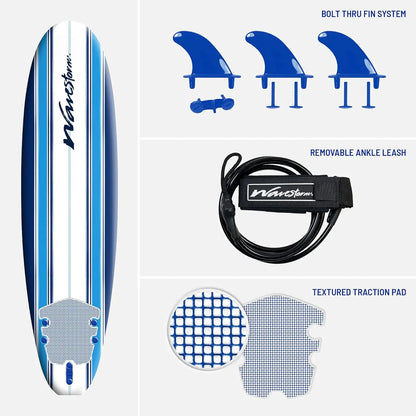 Classic Soft Top Foam Surfboard Surfboard for Beginners and All Surfing Levels Complete Set Includes Leash and M