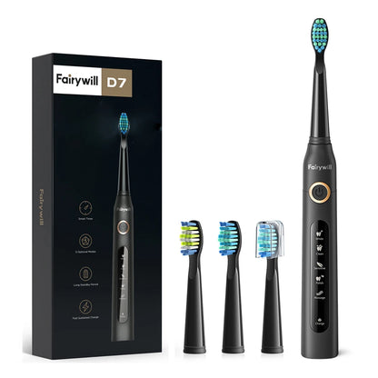 Fairywill Electric Sonic Toothbrush USB Charge FW-507 Rechargeable Waterproof Electronic Tooth Brushes Replacement Heads Adult