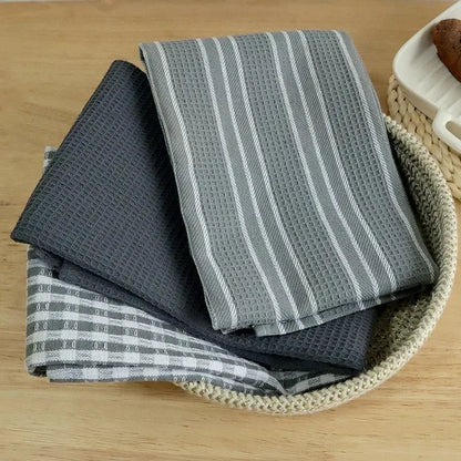 3pcs 100% Natural Cotton Kitchen Towels Classic Tea Towels Dish Cloth Absorbent Lint-Free Machine Tableware Household Towel