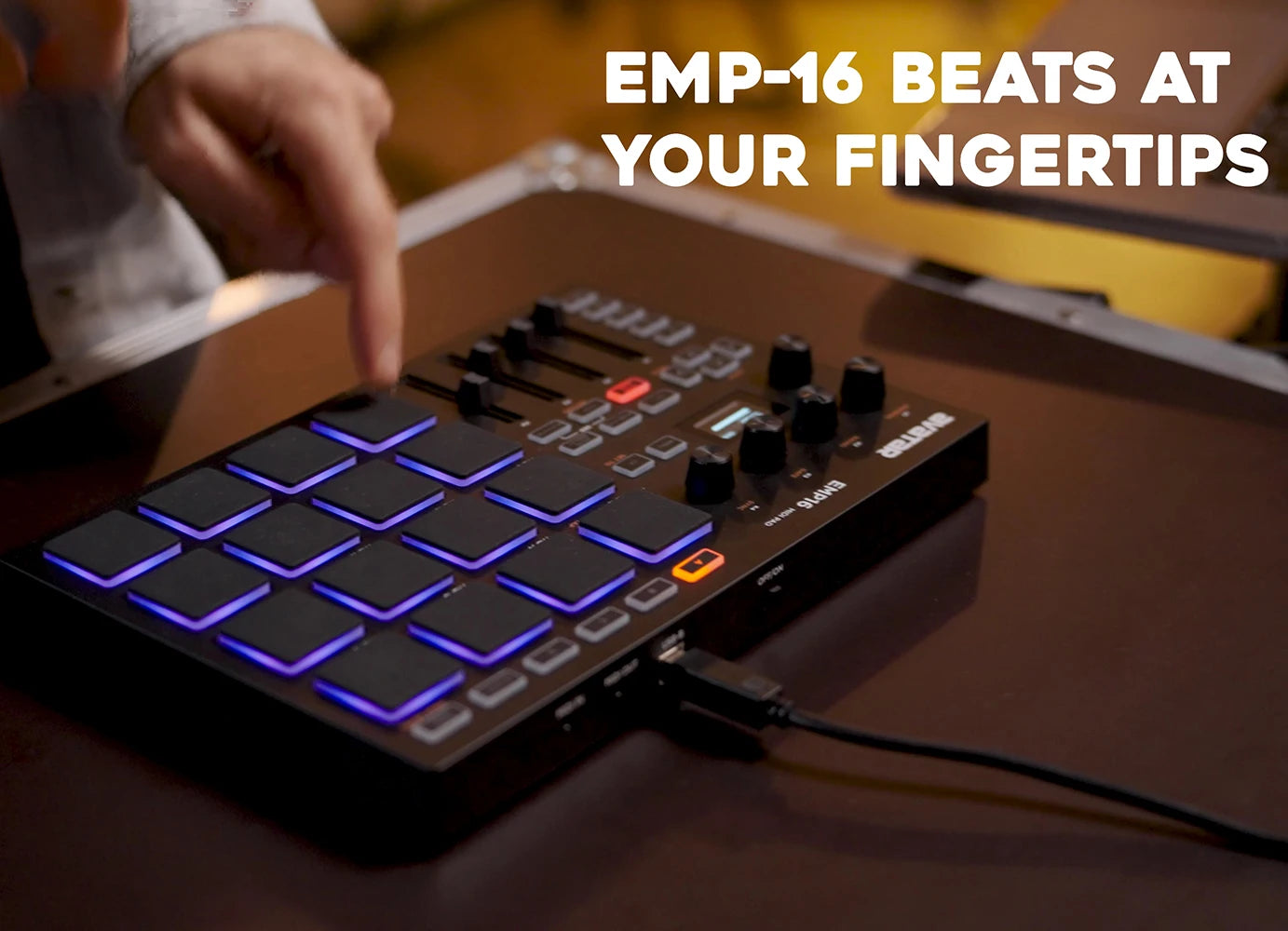 EMP16 MIDI Pad Controller Beat Maker Machine With Bluetooth, 16 RGB Velocity Sensitive Beat Pads, 16 Level, Full/Half Level, OLE