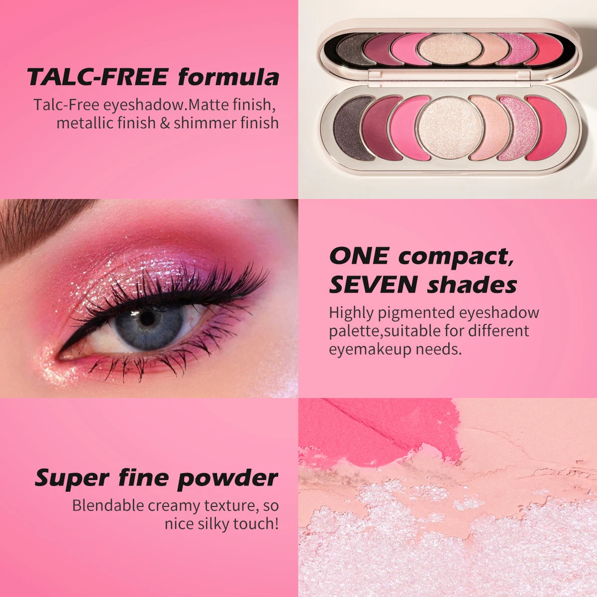 Ultra-Luxe Talc-Free Pink Romantic Eyeshadow Sultry Stunning Shimmer Eyeshadow Palette High Quality Makeup