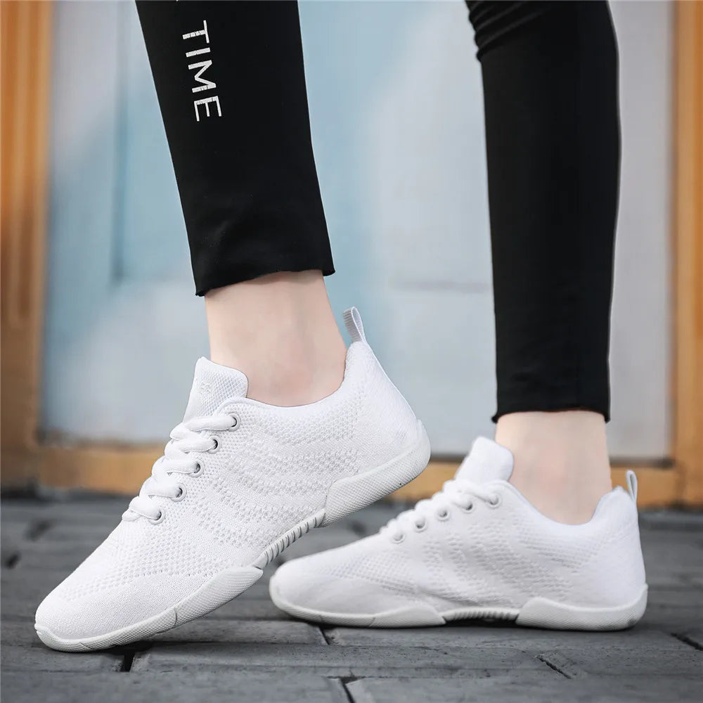 BAXINIER Girls White Cheer Dance Sneakers Kids Lightweight Cheerleading Training Walking Tennis Womens Fashion Sports Shoes