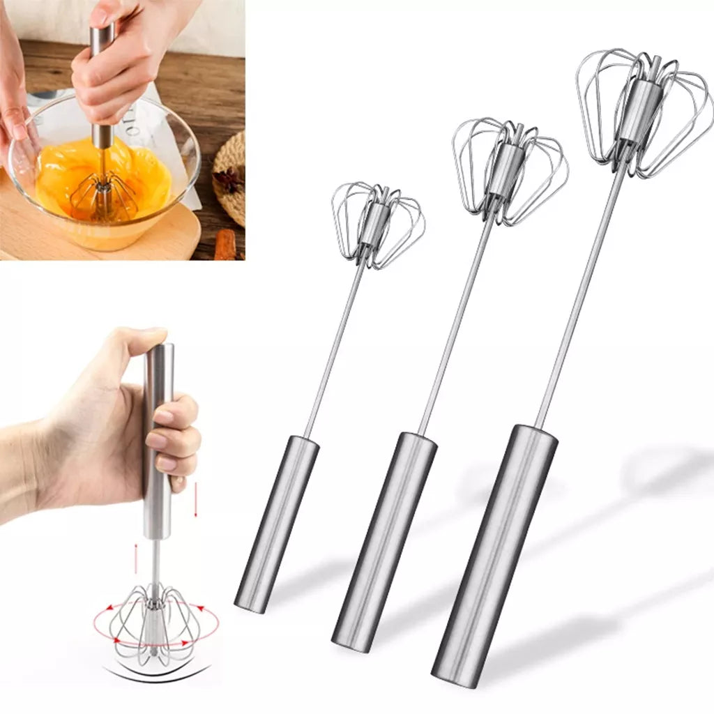 Semi Automatic Mixer Whisk Egg Beater Stainless Steel Manual Hand Mixer Self-Turning Cream Utensils Kitchen Mixer Egg Tools