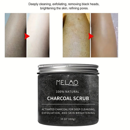 MELAO Charcoal Exfoliating Body & Foot Scrub Polish with Collagen & Stem Cell Gentle Body Exfoliator Face Scrub Bump Eraser Boot