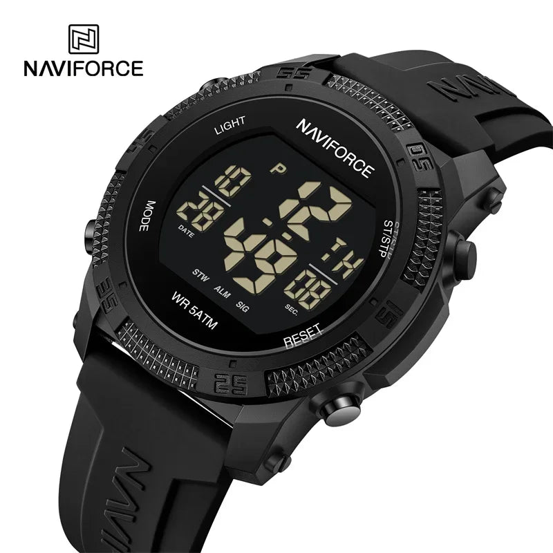 NAVIFORCE NF7104 Men's LCD Digital Casual Date and Week Alarm Waterproof Silicone Strap Electronic Watch