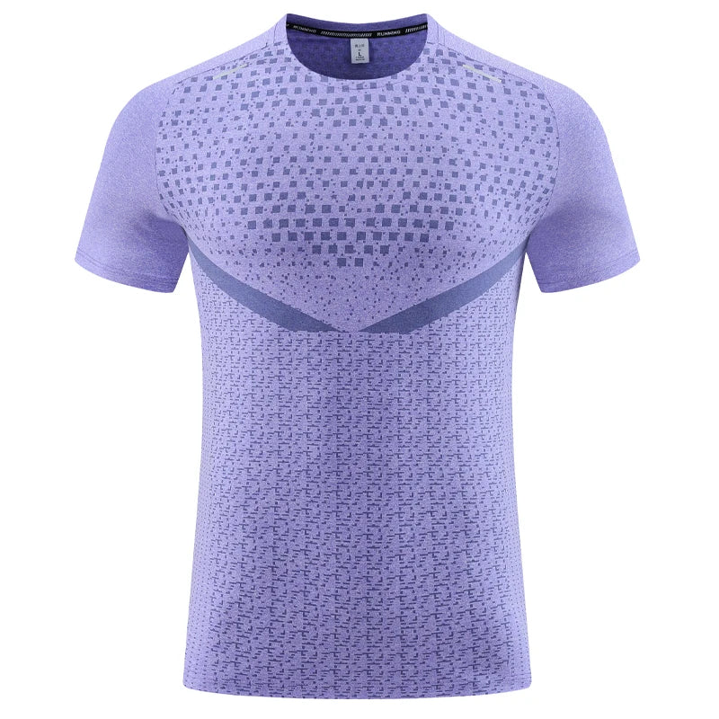 Print Gym Shirts Fashion Running Casual Outdoor Jogging Breathable Workout Short Sleeves Nylon Quick Dry Training New Tee