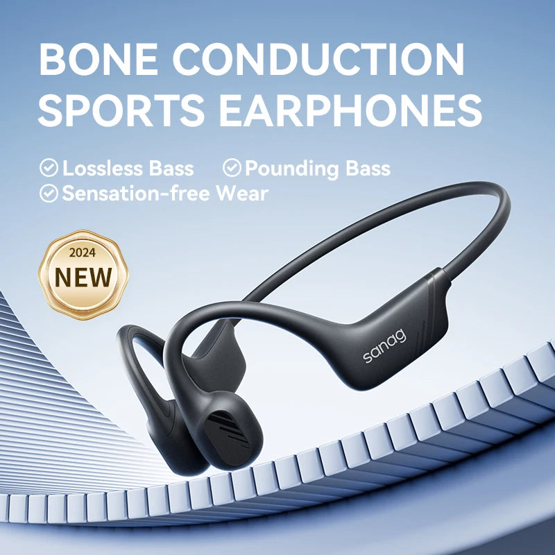 Sanag B21S True Bone Conduction Bluetooth 5.4 Earphone AAC HiFi Powerful Bass Headphones Sport Earbuds Running Wireless Headset