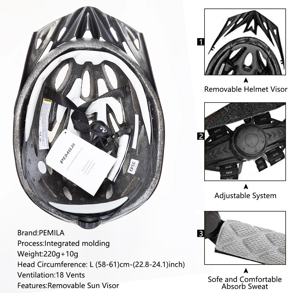 Stripe Ultralight Road Mountain Bike Helmet With Sun Visor Ultralight DH MTB Bicycle Helmet Outdoor Sports Riding Cycling Helmet