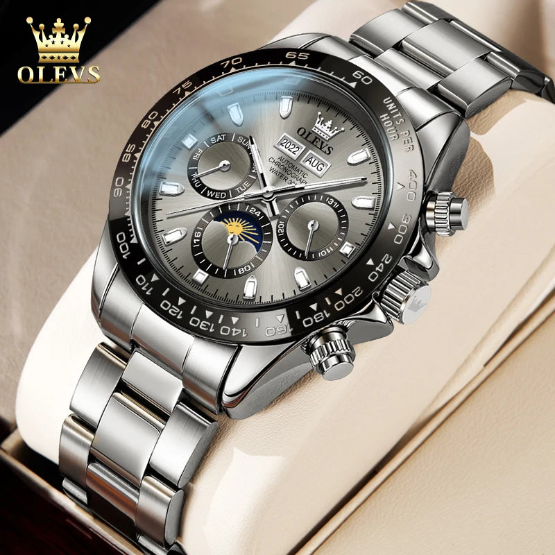 OLEVS 6654 Men's Automatic Mechanical Watch Luxury Brand Stainless Steel Waterproof Luminescent Watch Fashion Men's Watch