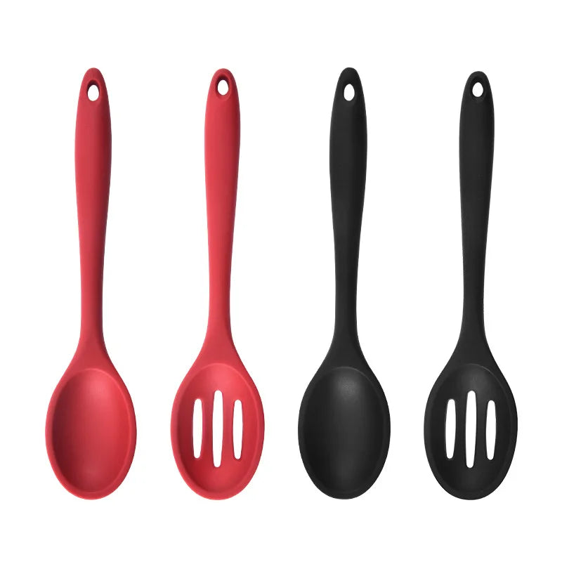 Long Handle Silicone Soup Ladle Colander Kitchen Salad Mixing Spoon Children Tablespoons Rice Porridge Scoop Cooking Utensils