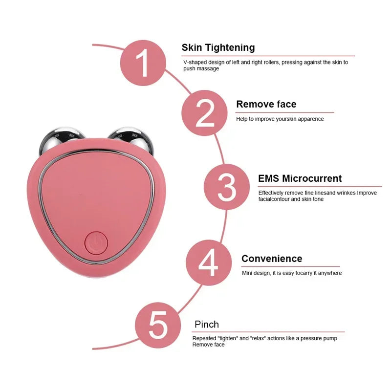 NEW Electric Face Massager Lift Roller Microcurrent Sonic Vibration Facial Lifting Skin Tighten Massage Portable Beauty Devices