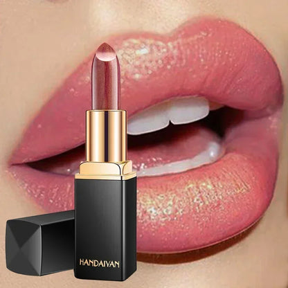 Professional Lips Makeup Waterproof Shimmer Long Lasting Pigment Nude Pink Mermaid Shimmer Lipstick Luxury Makeup Cosmetic