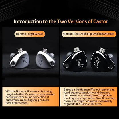 KZ Castor In Ear HiFi Earphone 2DD Dynamic High-end Tunable Balanced Armature Earphones Monitor Headphone Cancelling Earbuds