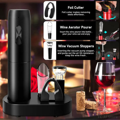 USB Rechargeable Electric Wine Opener Set Automatic Corkscrew Wine Bottle Openers With Foil Cutter For Kitchen Bar Can Opener