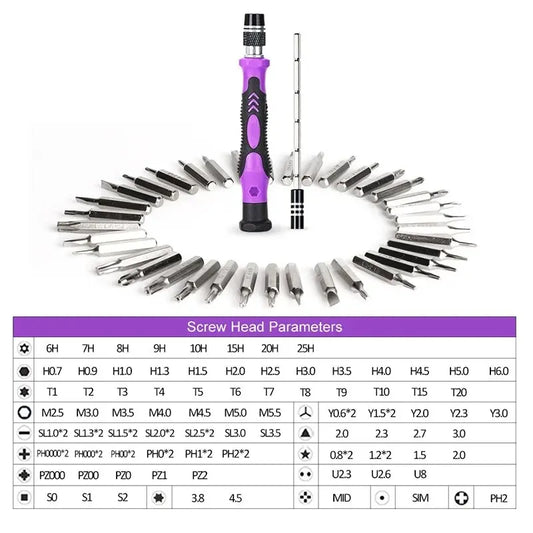 Precision Screwdriver Set 115 in 1 Purple Multi-Function Professional Repair Tool Phillips Magnetic Screw Driver Bits Hand Tool