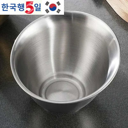 Stainless Steel Slant Mouth Bowl Thickened Fruit Salad Vegetable Bowl Hot Pot Restaurant Slant Mouth Multi-purpose Mixing Bowl