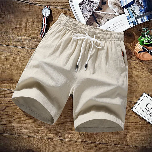 Summer Shorts Men Solid Casual Shorts Men 100% Cotton Cargo Shorts Brand Beach Shorts Cotton Linen Boardshort Asia Size M-9XL