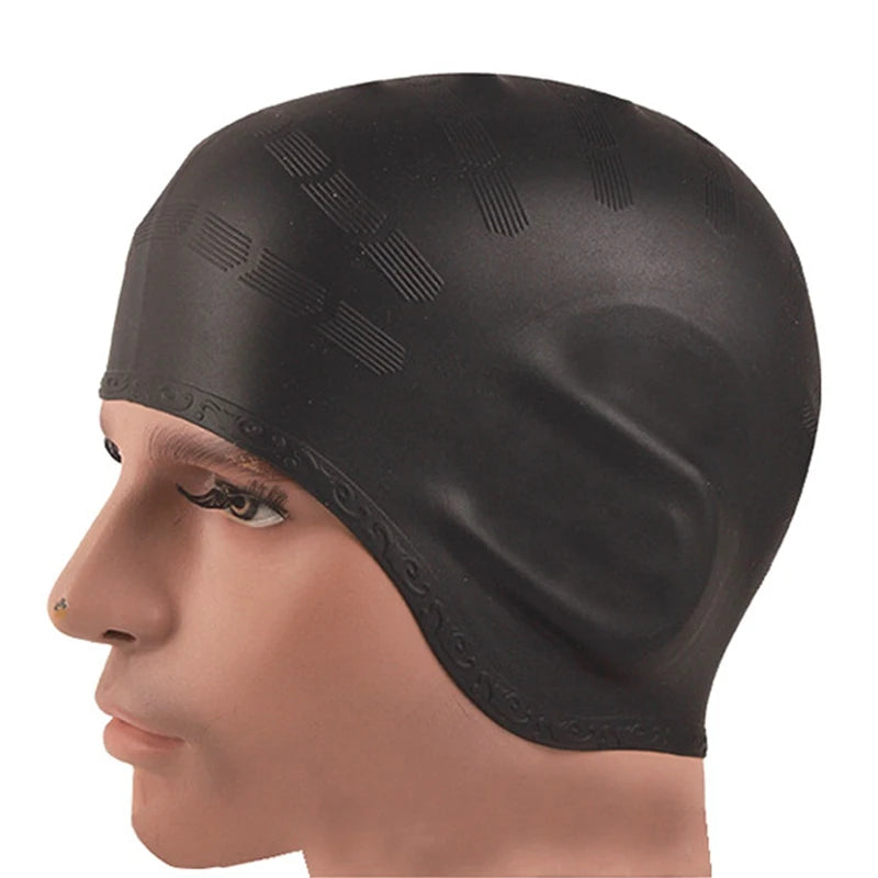 Men Women Swimming Caps Long Hair Waterproof Swim Pool Cap Ear Protect Silicone Diving Hat