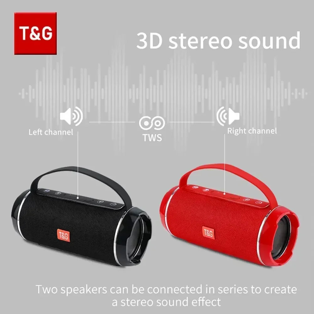 T&G Bluetooth Speaker TG116c TWS Wireless Powerful Box Portable Outdoor Speakers Waterproof Subwoofer 3D Stereo Sound HandsFree