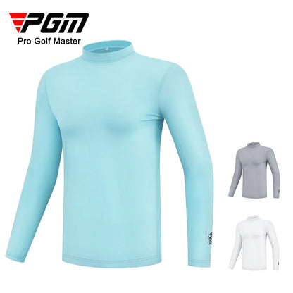 PGM Mens Golf Sun Protection Shirt Underwear Long Sleeve Summer Sun UV Protection Ice Silk T-Shirts Cooling Golf Apparel For Men