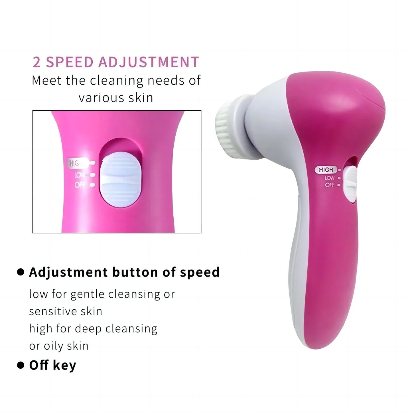 5 in 1 Facial Cleanser Pore Cleanser Face Massager Deep Electric Cleansing Brush Pore Cleaner Blackhead Remover Skin Beauty Care