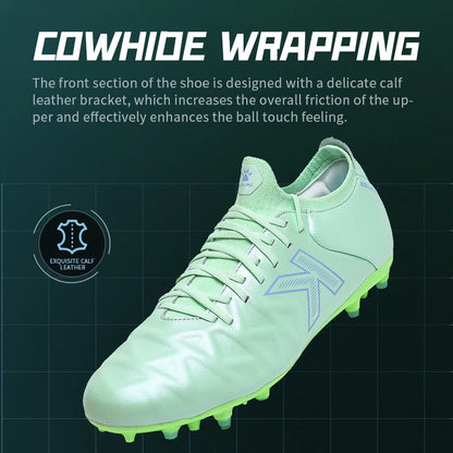 KELME Football Shoes Men's Calfskin MG Adult Competition Short Nail Artificial Grass Professional Training Soccer Shoes