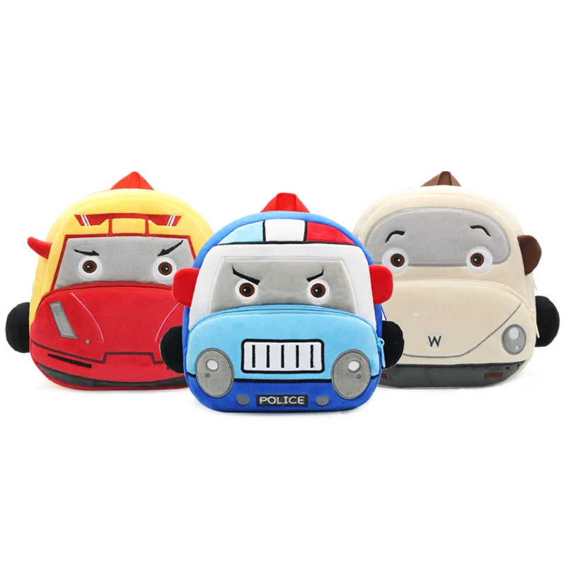 Stereo cartoon car backpack boy girl 2-4 years old kindergarten school bag kids backpack plush backpack