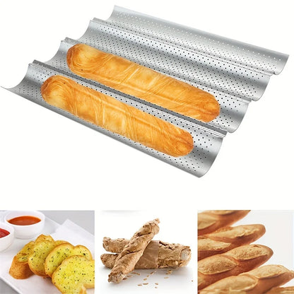 2/3/4PCS of Non Stick Bread Tray Baking Utensils Kitchen Tray Non Stick Hole French Wave Shaped Bread Baking Tray Utensils