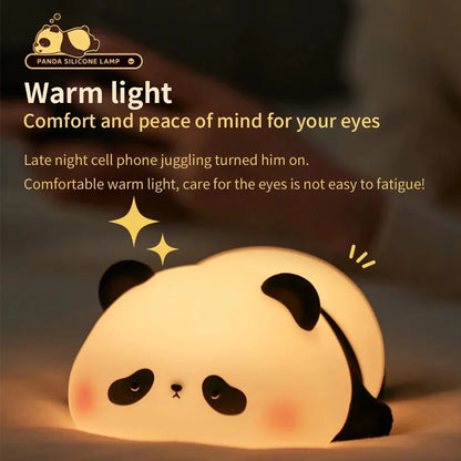 Touch Sensor Night Lights Cute Panda Silicone Lamp LED Rechargeable Dimming Lamp Bedside Decor Kids Night Light Birthday Gift