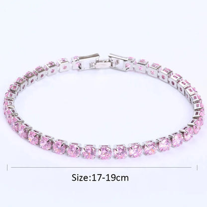 Luxury Hiphop Iced Out 4mm Cubic Zirconia Crystal Tennis Bracelets For Women Men Gold Color Silver Color Bracelet Chain Jewelry