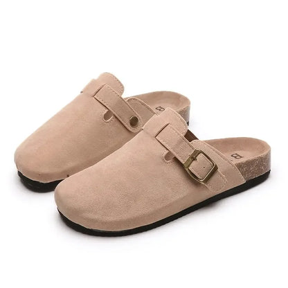 Women's Shoes Women's Closed Toe Slippers Cow Suede Leather Clogs Women's Sandals Retro Fashion Garden Mule Clog Slide