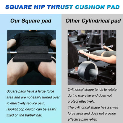 Square Hip Thrust Pad Protective Extra Thick foam pad for Barbell Weightlifting Hip Thrusts and Glute Bridges Workouts Home Gym