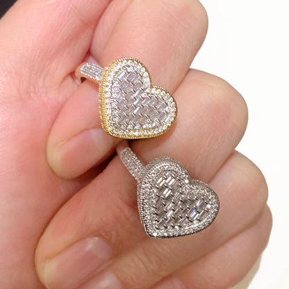 Women Heart Shaped Engagement Ring Full Micro Paved Iced Out Bling 5A Cubic Zirconia Fashion CZ Luxury Fashion Finger Jewelry