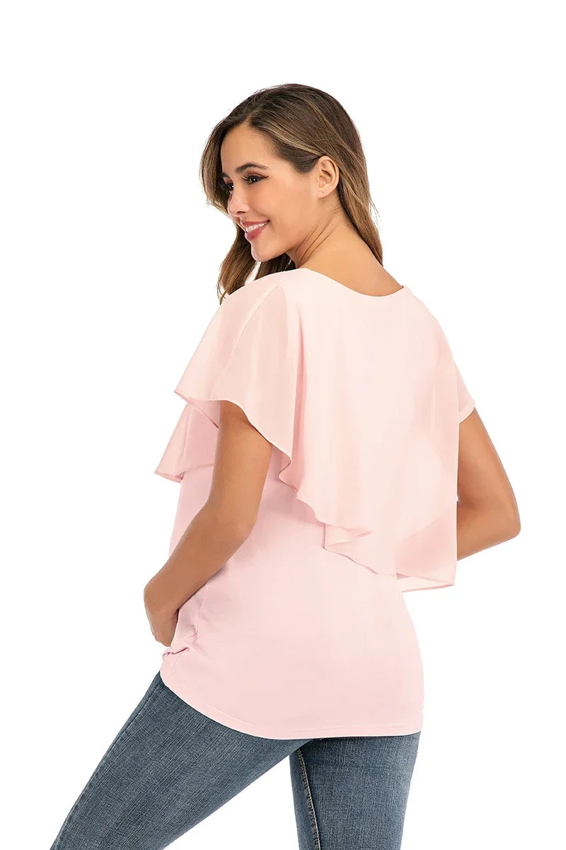 New Summer Women Pregnant Nursing T-Shirts Women's Wrap Tops Sleeveless Double Layer Blouse Tees Pregnant Clothes