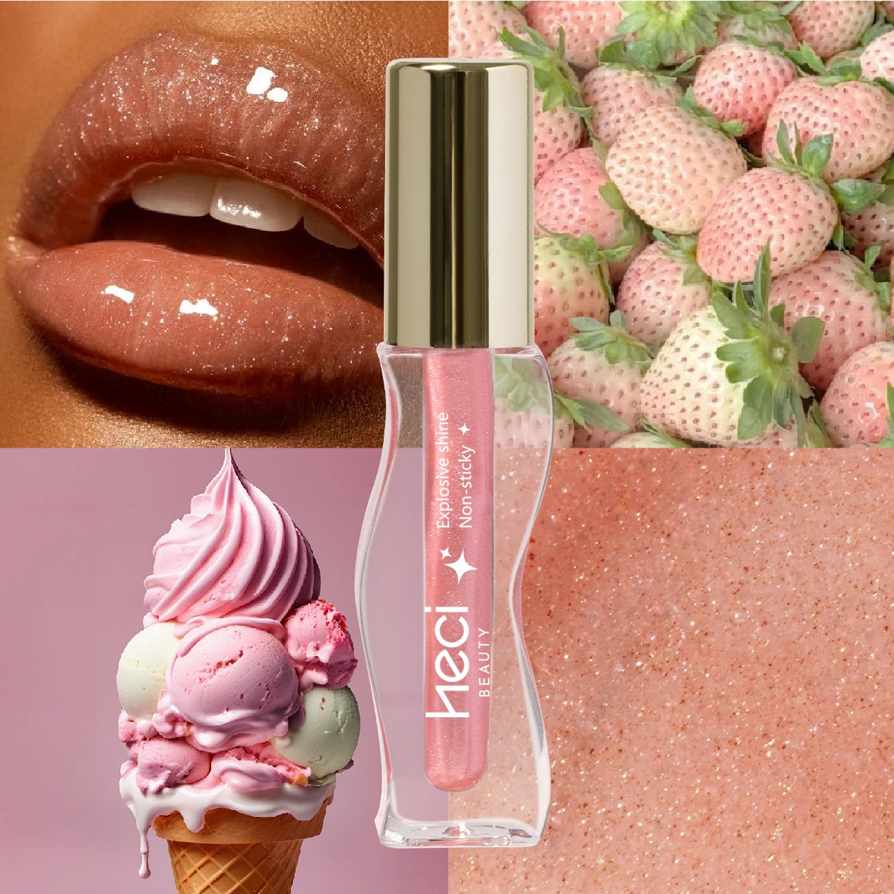 Pearlescent Lip Gloss Long-Lasting Shimmer Non-Sticky Champagne Lip Glaze Sunny Sands Shiny Tinted Moisturizing Liquid Lipstick