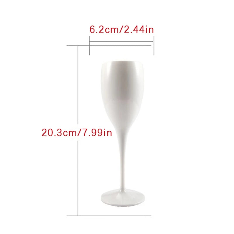 2024 Pretty Champagne Flutes Plastic Wine Glasses Dishwasher-safe White Champagne Glass Restaurant Beer Whiskey Drinkware