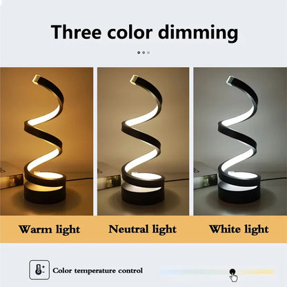 LED Night Light Spiral Table Lamp Modern Bedside Lamps Dimmable Night Lamp Office Living Room Bedroom Decoration Night Lights